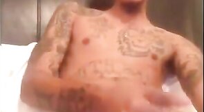 Black Guy Masturbates and Cums All Over Bed